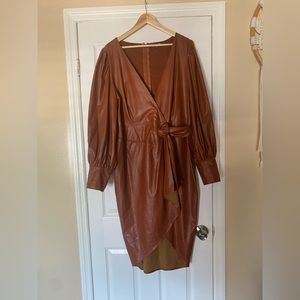 Cognac faux leather fashion nova dress 2X